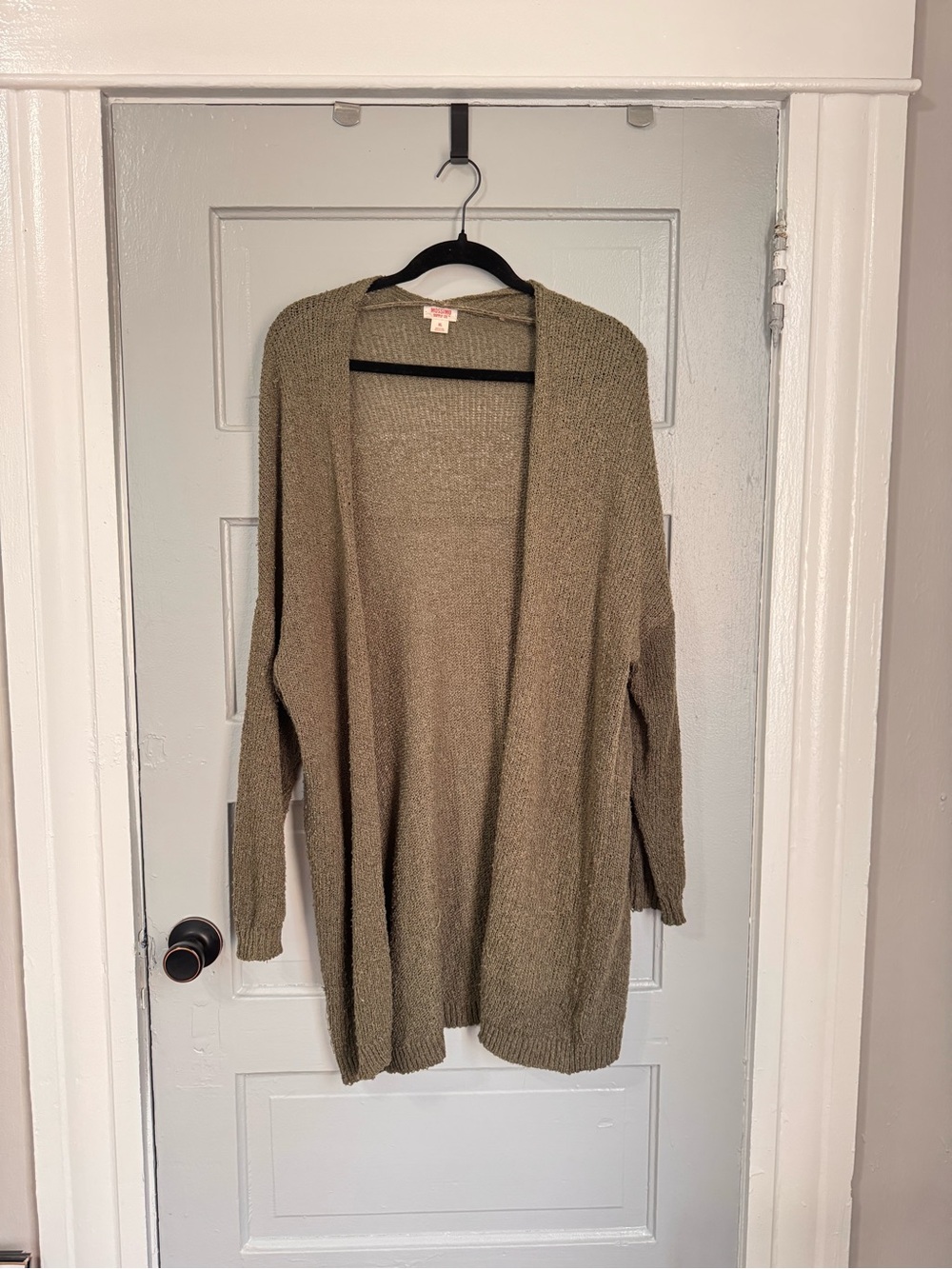 Cozy Olive Open-Front Women's long Cardigan Sweater